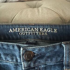 American Eagle Outfitters Women’s Dark Blue Slim Stretch Jean Shorts